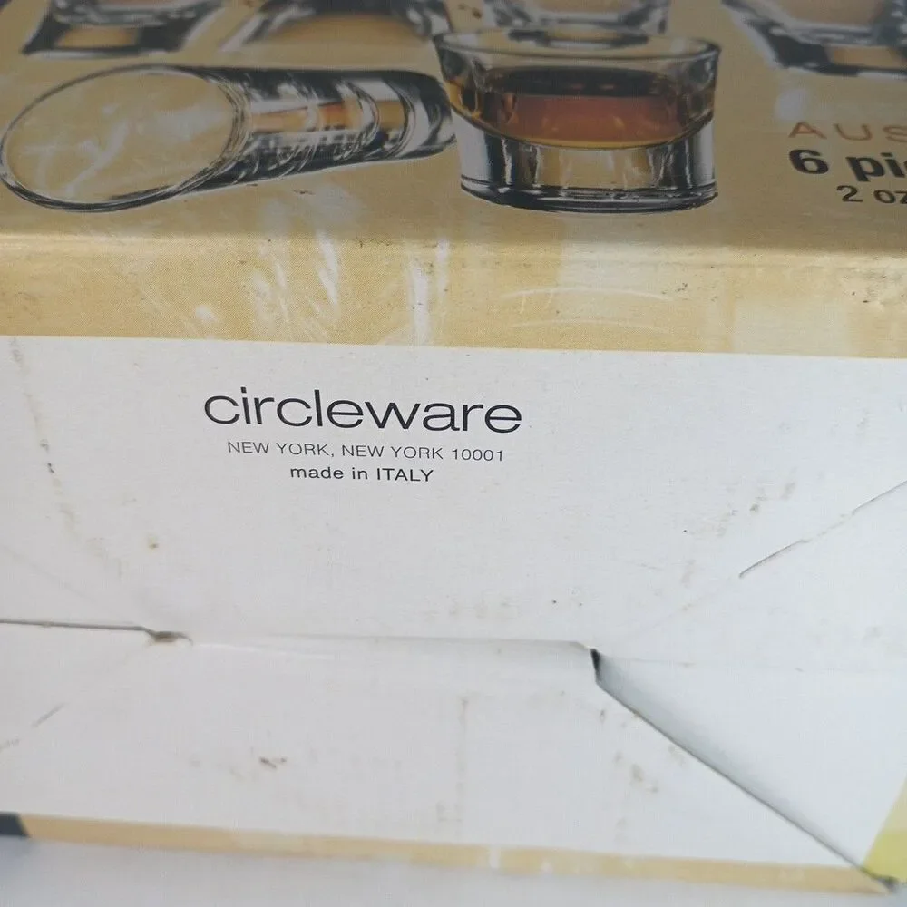 In Box Circleware Austria 6 Piece Set 2 Oz Shot Glasses Heavy Weight Style 42725